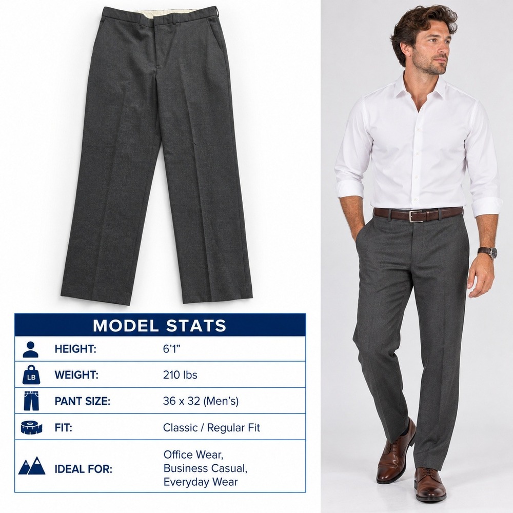 Polo Ralph Lauren Mens Dress Pants 36x32 Gray Classic Fit Stretch Trousers